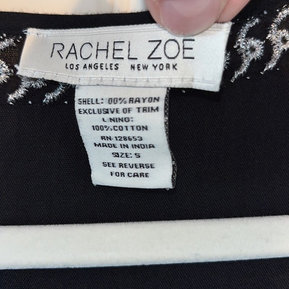 Beautiful boho Rachel Zoe black tired midi dress with metallic embroidery Small - Picture 9 of 16